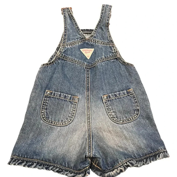 OshKosh Ruffled Heart Embroidered Shortall Overall Bob Vestbak 2T - Picture 5 of 8